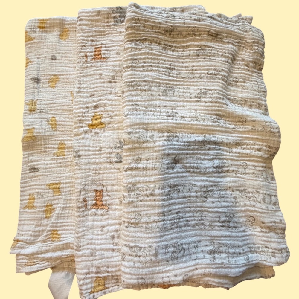 Aden + Anais Essentials Disney Baby Winnie the Pooh Muslin Swaddle Blankets 3pk